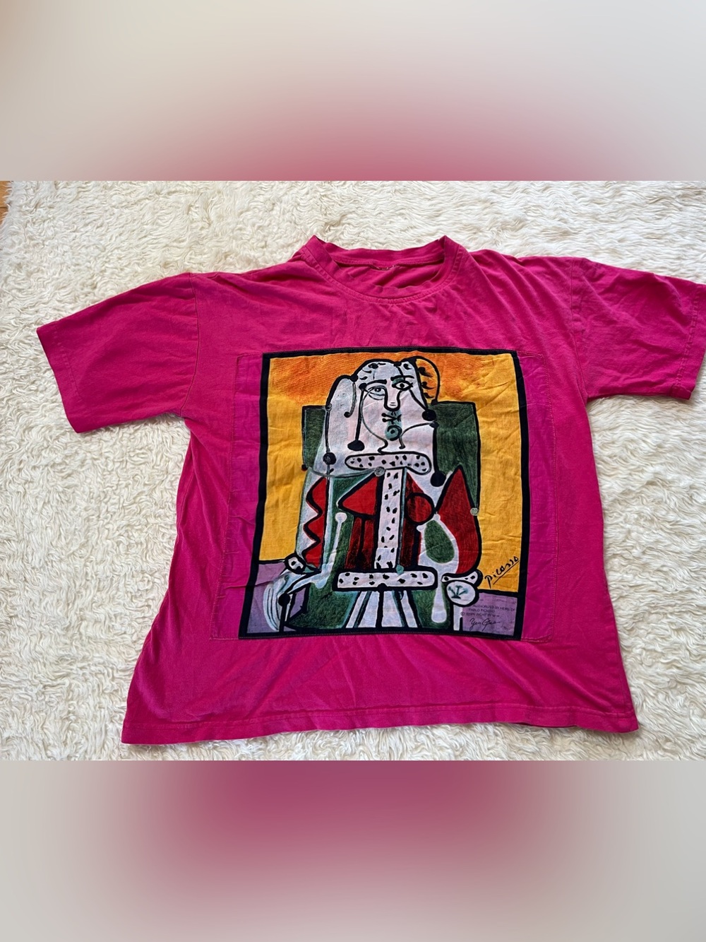 VTg Picasso 90s Shirt Size L? Femme dans un Fauteuil Unisex Men’s Women’s Rare